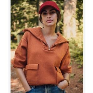 Anthropologie x English Factory half zip sweater